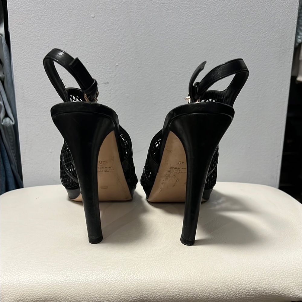 Miu Miu Black Stiletto Heels with Peep-Toe Design - Picture 6 of 6